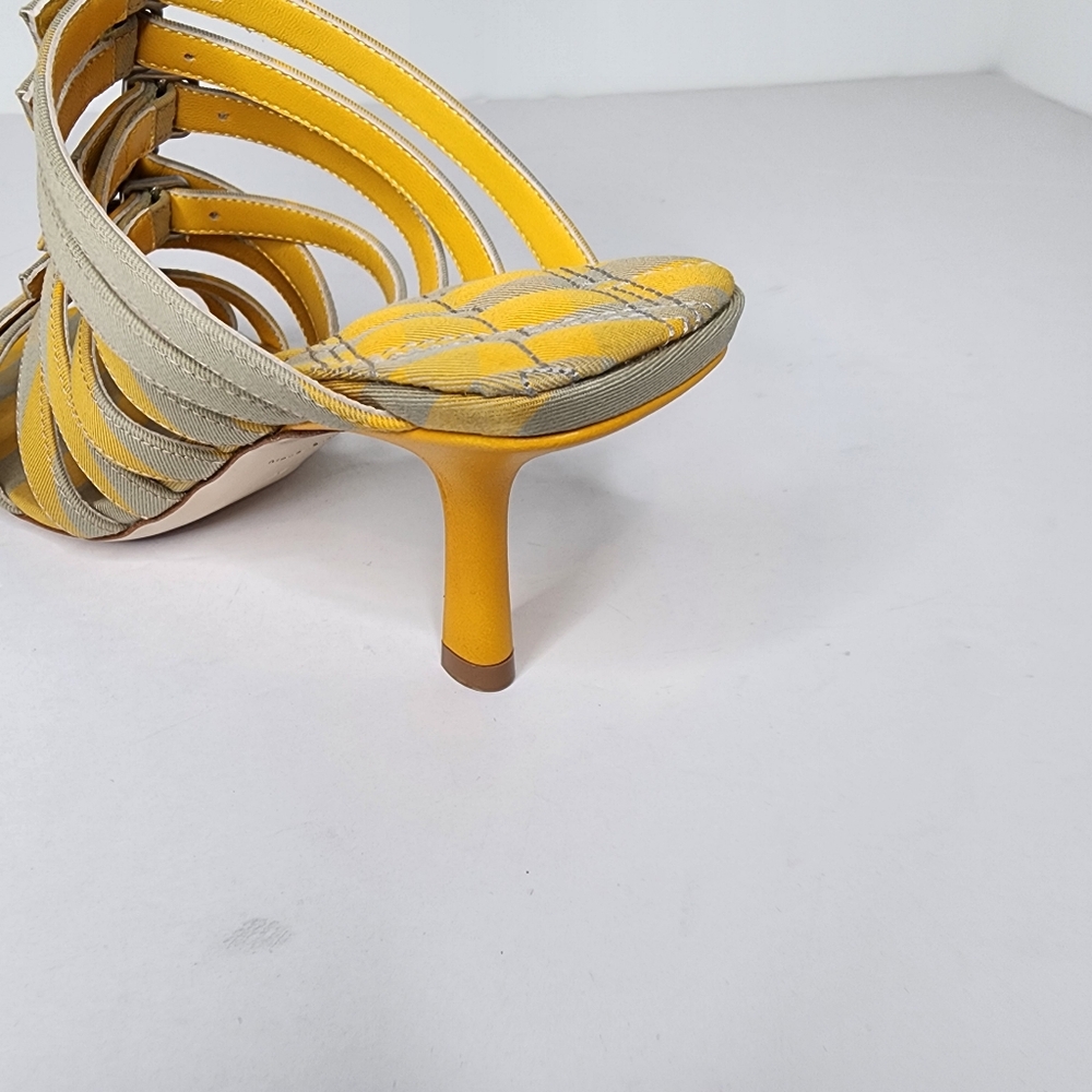 Burberry Womens Step Check Cotton Sandals In Yellow Size 36 - Picture 8 of 9